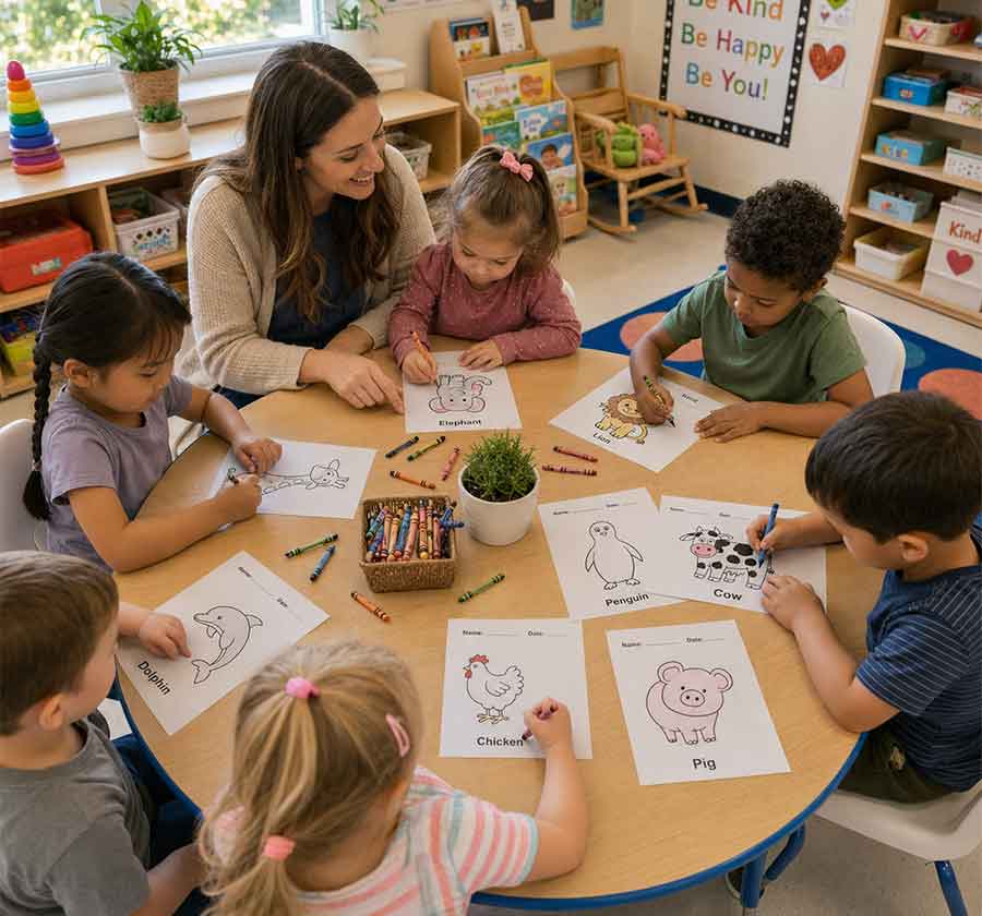 Animal Coloring Pages for Kids – 20 Cute Printable Animal Coloring Sheets | Preschool & Kindergarten Activity